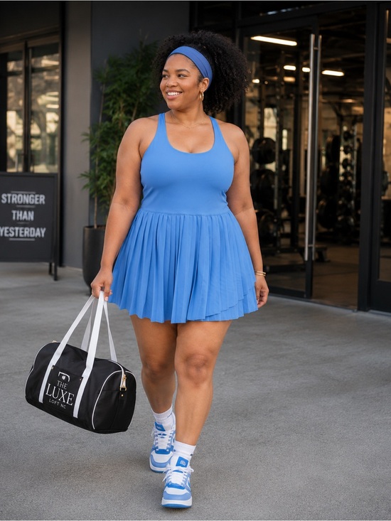 all in motion Dresses & Skirts - All in Motion XXL Blue Pleated Athletic Dress Built-In Shorts NWT UPF 50+